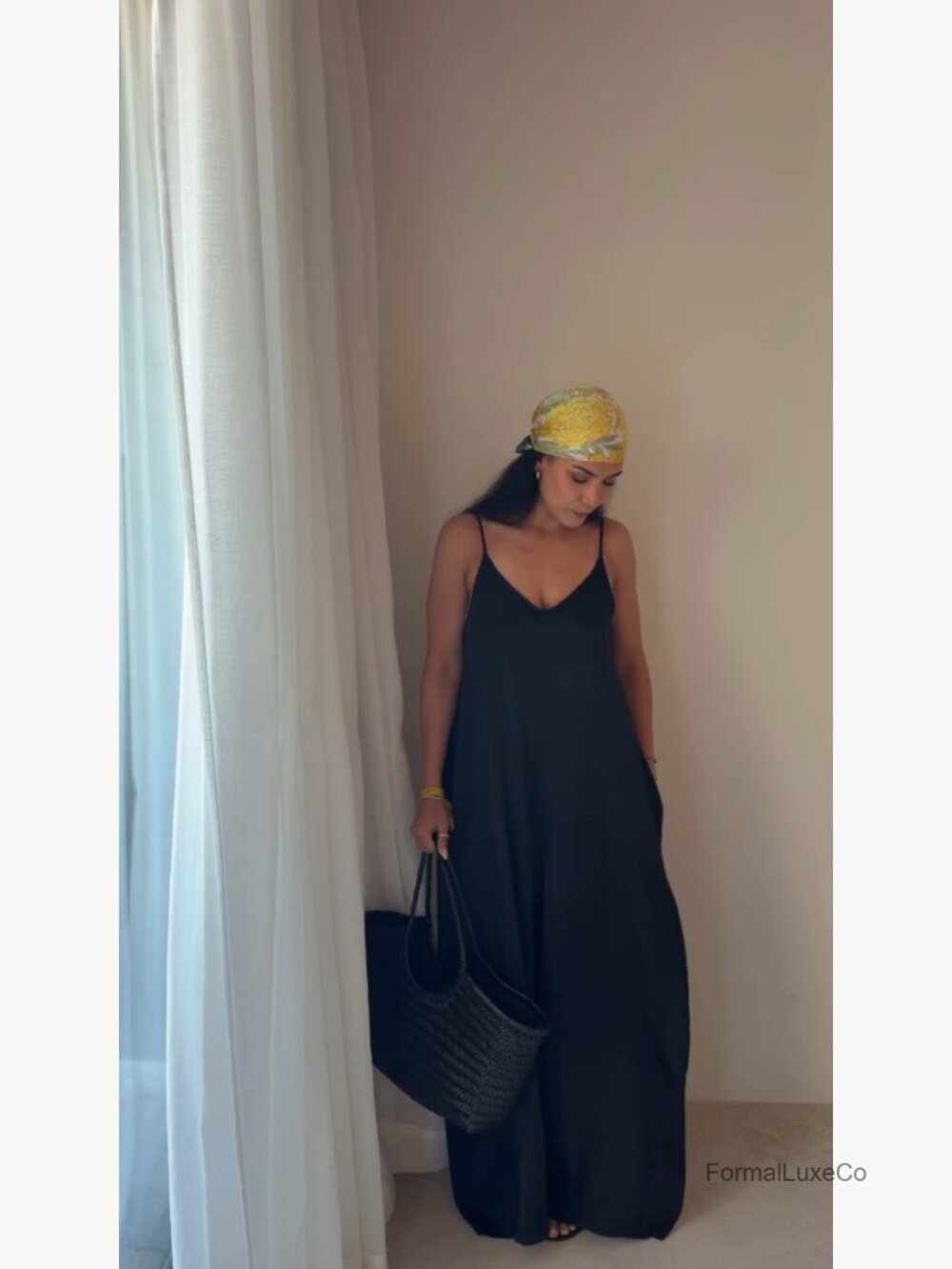 Satin Wide Leg Jumpsuit Spaghetti Strap Date Night Romper Flowy - Picture 6 of 7